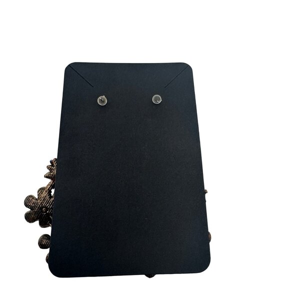 Multicolor Floral Dangle Earrings With Crystals Iridescent Accents Statement - Picture 2 of 3